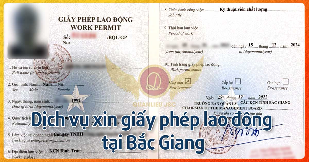 Dịch vụ xin giấy phép lao động tại Bắc Giang